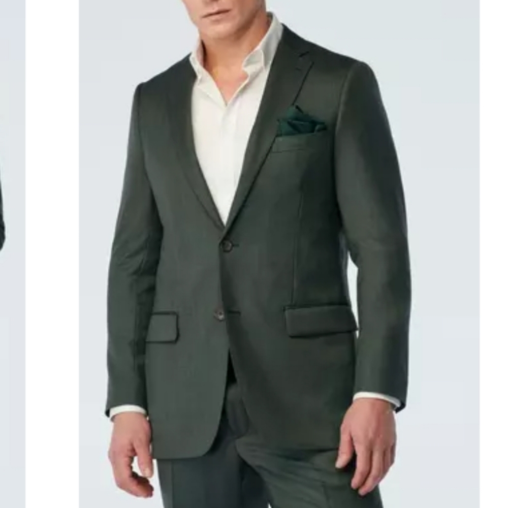 Indochino Dark Olive Green Custom Wool Blazer Sport Coat 44 XL New With Tags